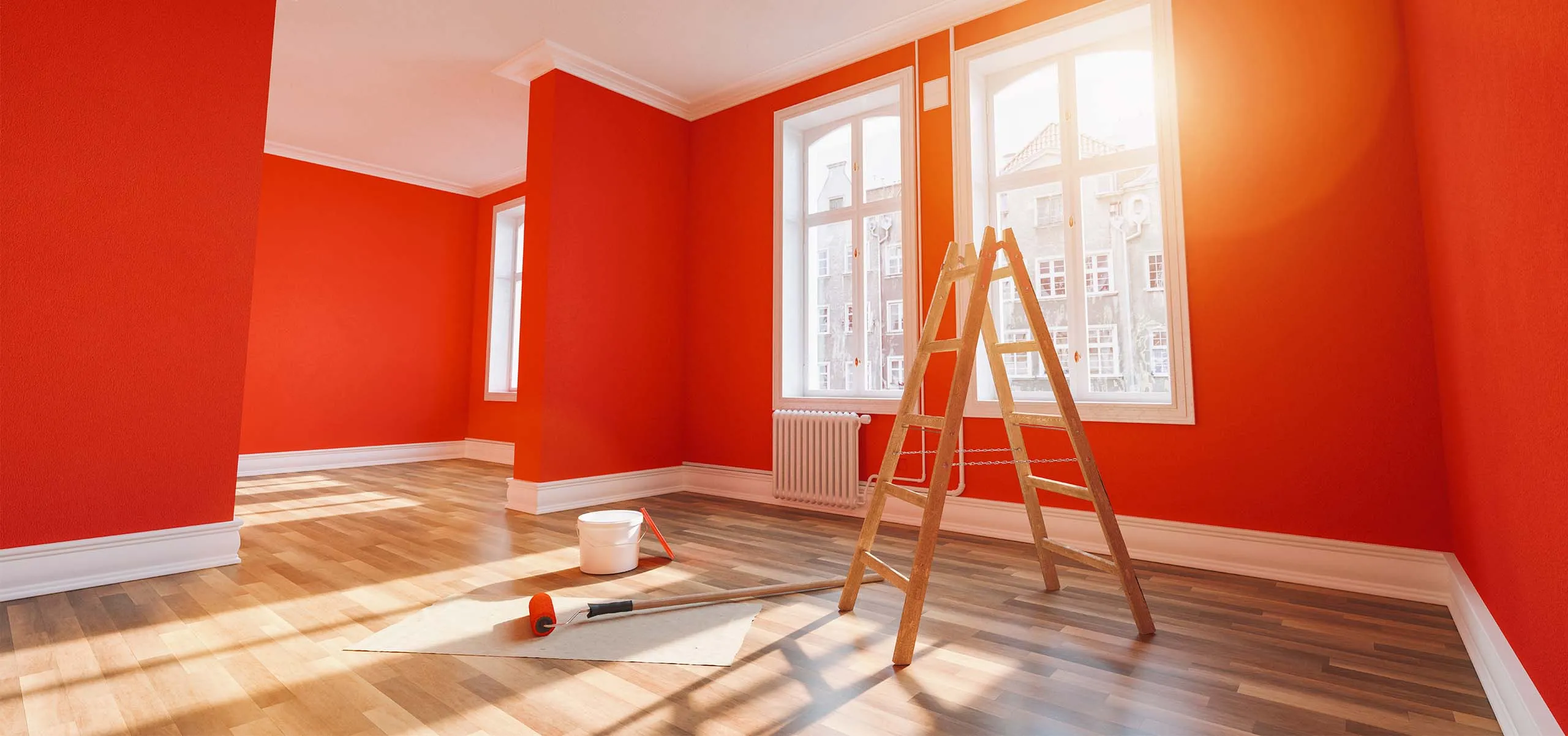 Completed Orange Interior Design Project - Office Workspace