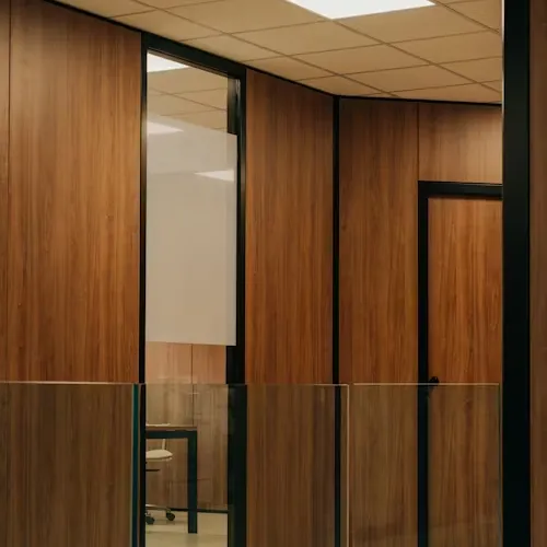 Sleek corporate office cabins with professional finishing