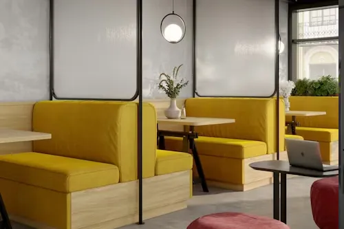 Soundproof office partitions for private discussions