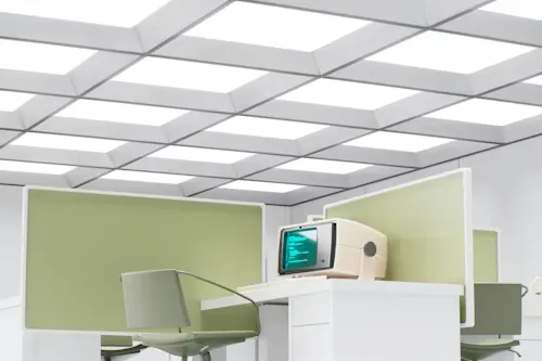 Integrated LED lighting and cove lights in office false ceiling