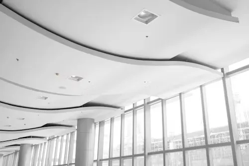 Clutter-free office interiors with concealed wiring above false ceiling