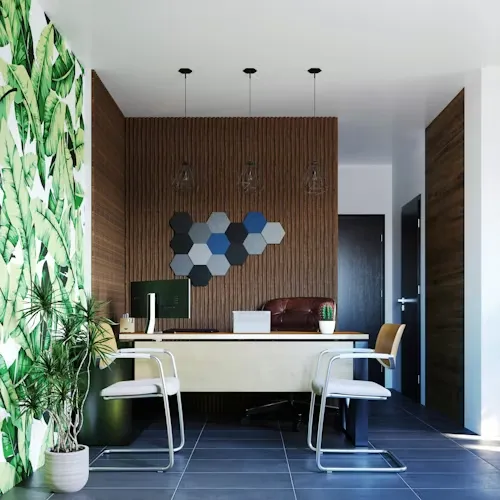 Modern textured wall panels for corporate offices