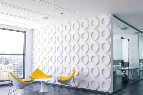 Visual expansion of office space using 3D wall panels