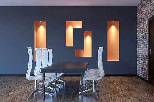 Corporate branding integrated into office wall decor