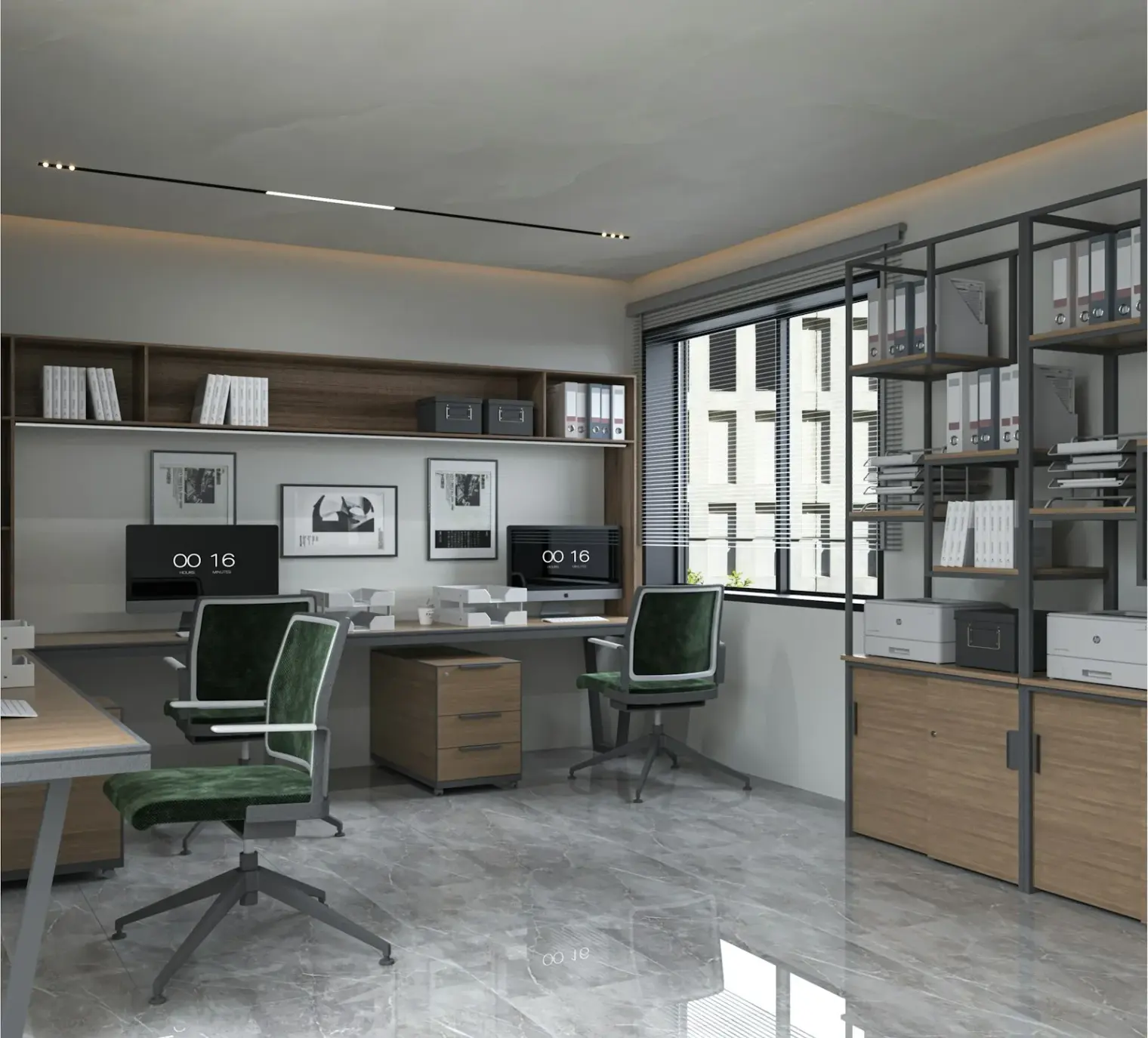 Completed Orange Interior Design Project - Office Workspace