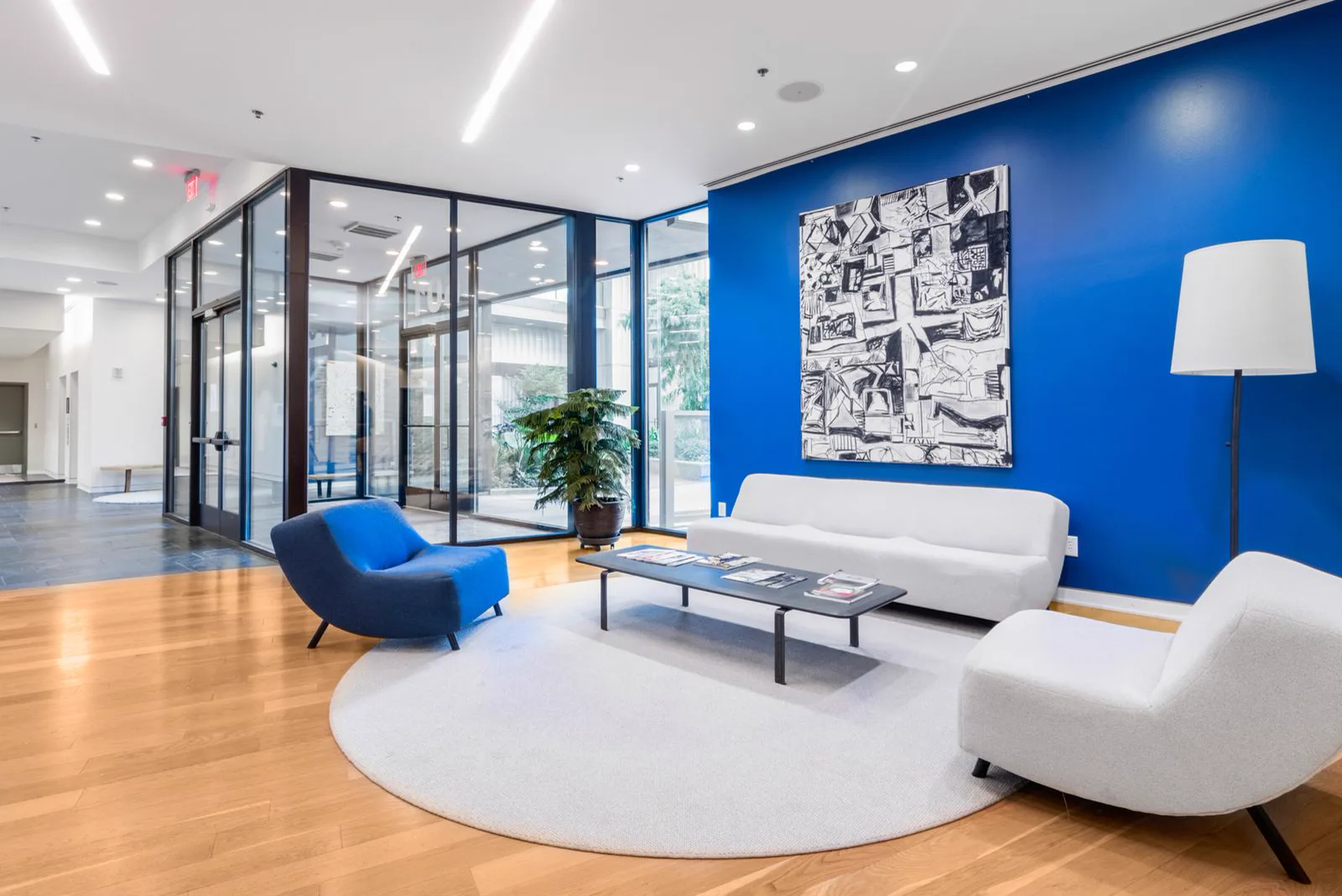 Orange Interior designed office reception and lounge in Chennai